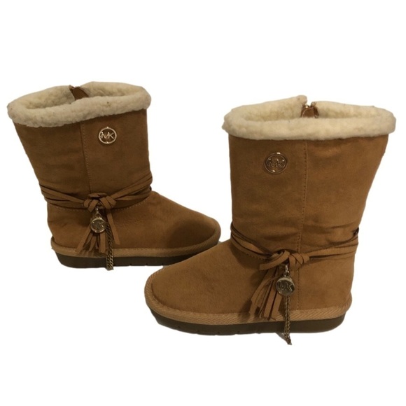 𝅺MICHAEL Kors Tan Cream Boots Girls Zipper Tassel US 8